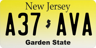 NJ license plate A37AVA