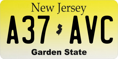NJ license plate A37AVC