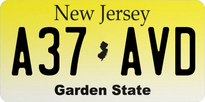NJ license plate A37AVD