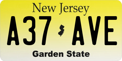 NJ license plate A37AVE