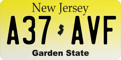 NJ license plate A37AVF