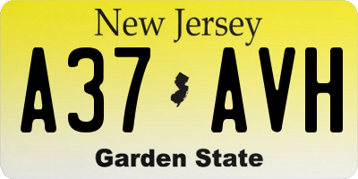 NJ license plate A37AVH