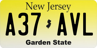 NJ license plate A37AVL