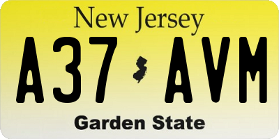 NJ license plate A37AVM
