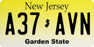 NJ license plate A37AVN