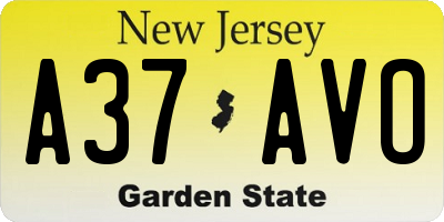 NJ license plate A37AVO