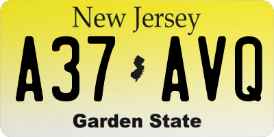 NJ license plate A37AVQ