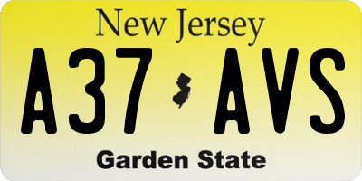 NJ license plate A37AVS