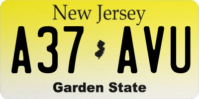 NJ license plate A37AVU