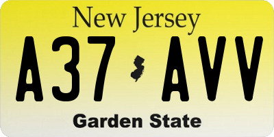 NJ license plate A37AVV