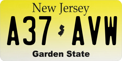 NJ license plate A37AVW
