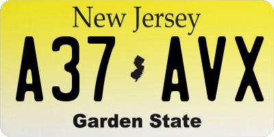 NJ license plate A37AVX