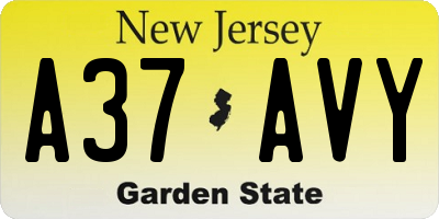 NJ license plate A37AVY