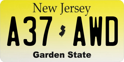 NJ license plate A37AWD