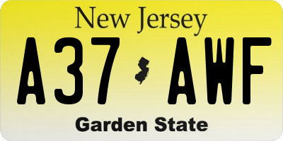 NJ license plate A37AWF