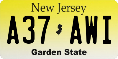 NJ license plate A37AWI