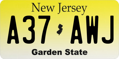 NJ license plate A37AWJ