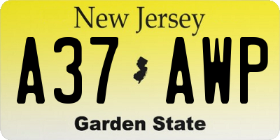 NJ license plate A37AWP