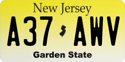 NJ license plate A37AWV