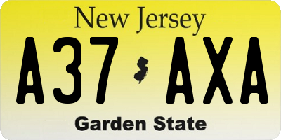 NJ license plate A37AXA