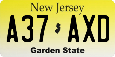 NJ license plate A37AXD