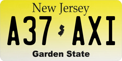 NJ license plate A37AXI