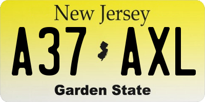NJ license plate A37AXL