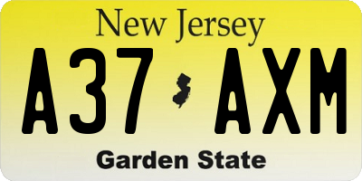 NJ license plate A37AXM