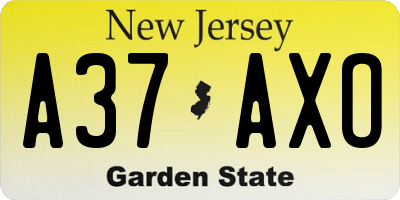 NJ license plate A37AXO
