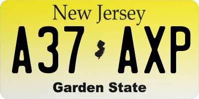 NJ license plate A37AXP