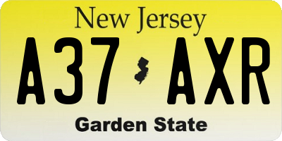 NJ license plate A37AXR
