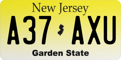 NJ license plate A37AXU