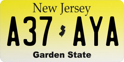 NJ license plate A37AYA