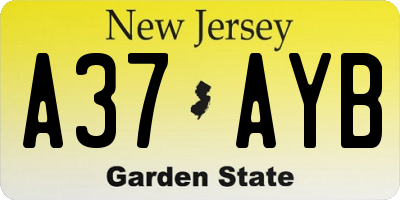 NJ license plate A37AYB