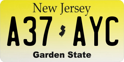 NJ license plate A37AYC