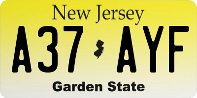NJ license plate A37AYF