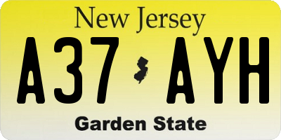 NJ license plate A37AYH