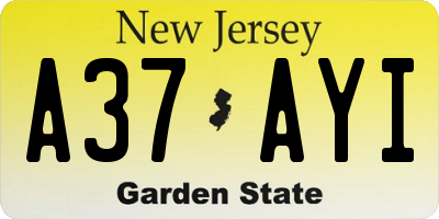 NJ license plate A37AYI