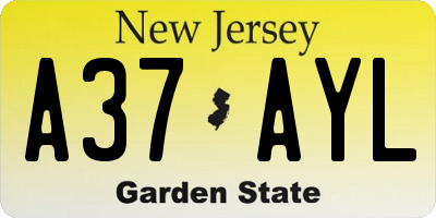 NJ license plate A37AYL