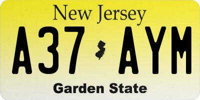 NJ license plate A37AYM