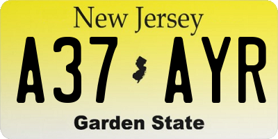 NJ license plate A37AYR