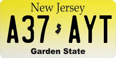 NJ license plate A37AYT