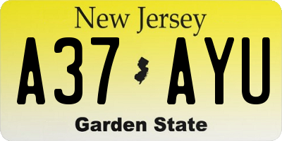 NJ license plate A37AYU