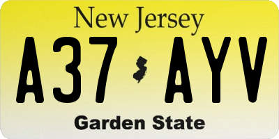 NJ license plate A37AYV