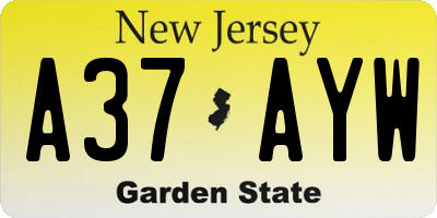 NJ license plate A37AYW