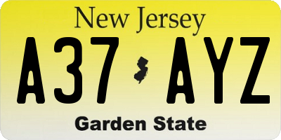 NJ license plate A37AYZ