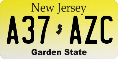 NJ license plate A37AZC