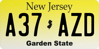 NJ license plate A37AZD