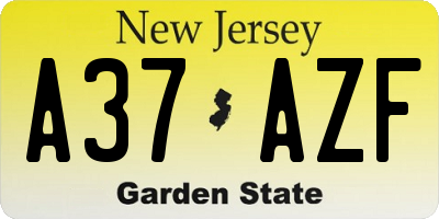 NJ license plate A37AZF
