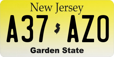 NJ license plate A37AZO